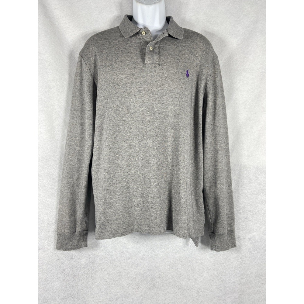 Polo Ralph Lauren Polo Shirt Men's XL Gray Long‎ Sleeves Preppy Academia Coach